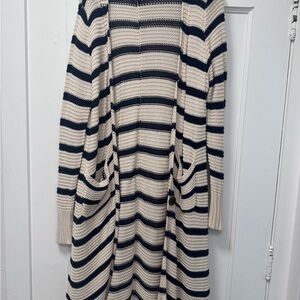 Striped Navy and Cream Women's Sweater